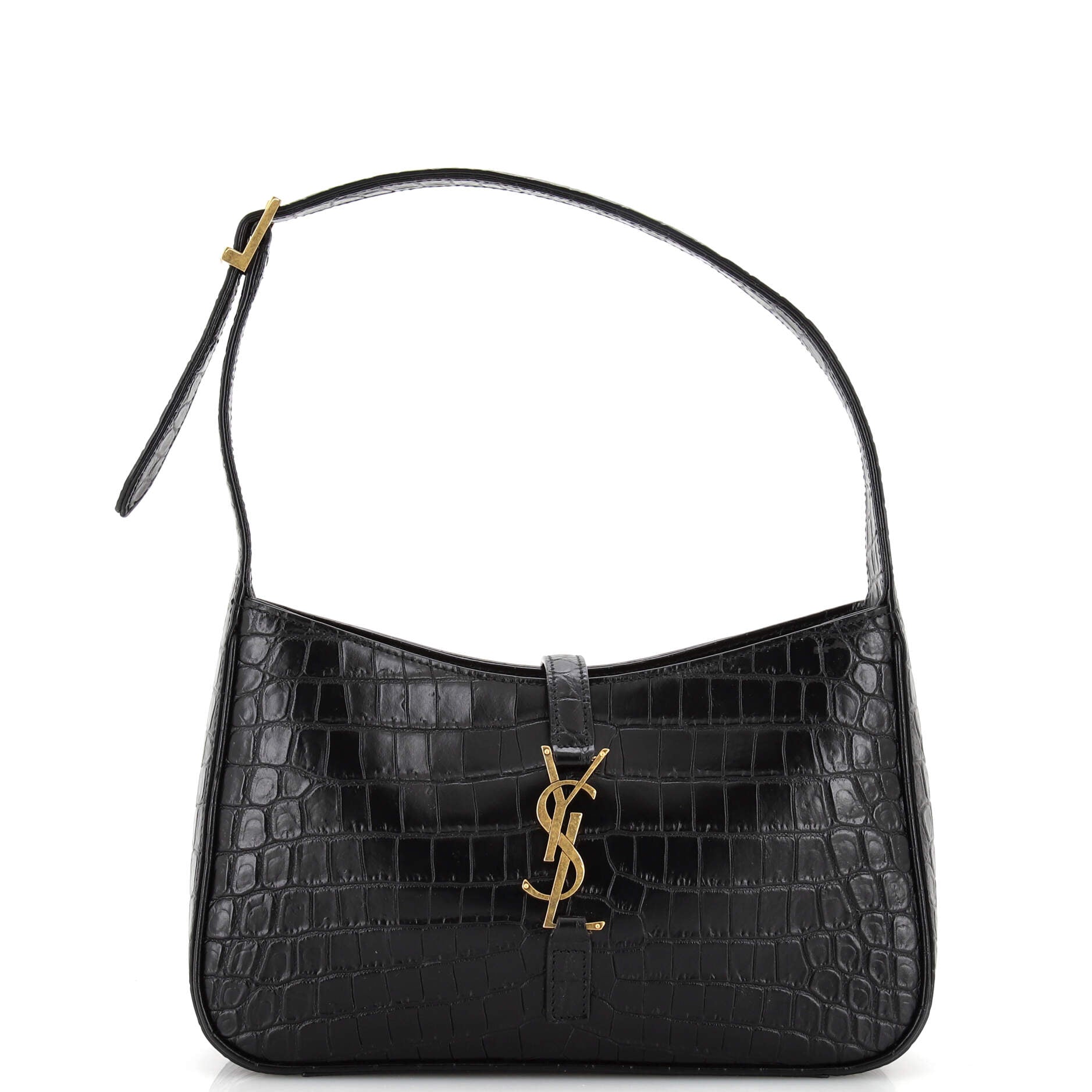 YSL Saint Laurent Saint Laurent Trending Le Hobo Crocodile Embossed Leather Small Shoulder Bag