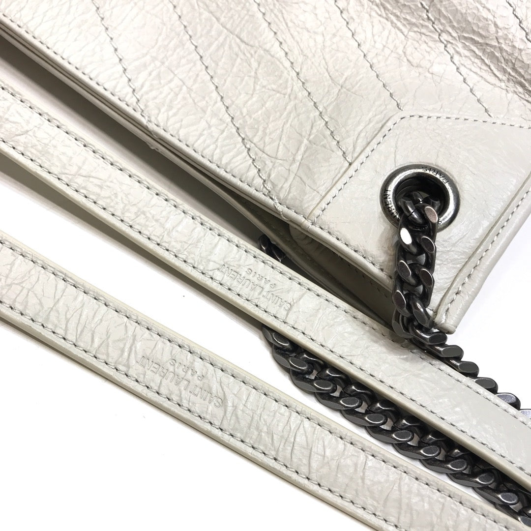 YSL Saint Laurent Niki Shopping 12in 32cm White Medium Tote Bag