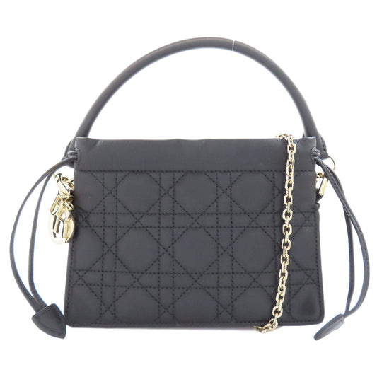 Dior Christian Handbag Calfskin Lady Millie Way Women Black Travel Bag