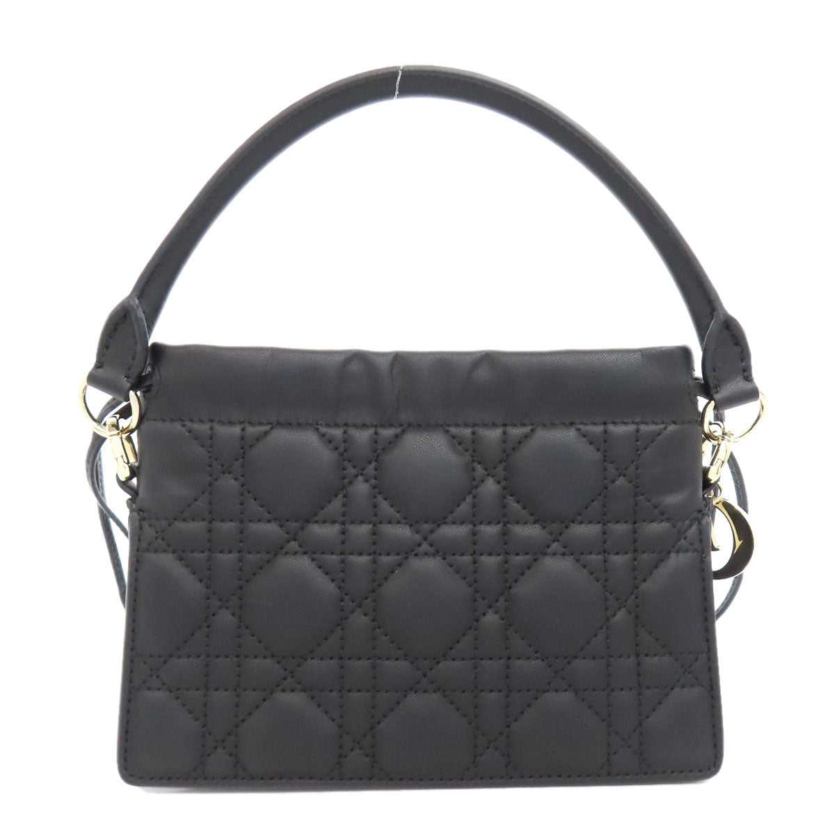 Dior Christian Handbag Calfskin Lady Millie Way Women Black Travel Bag
