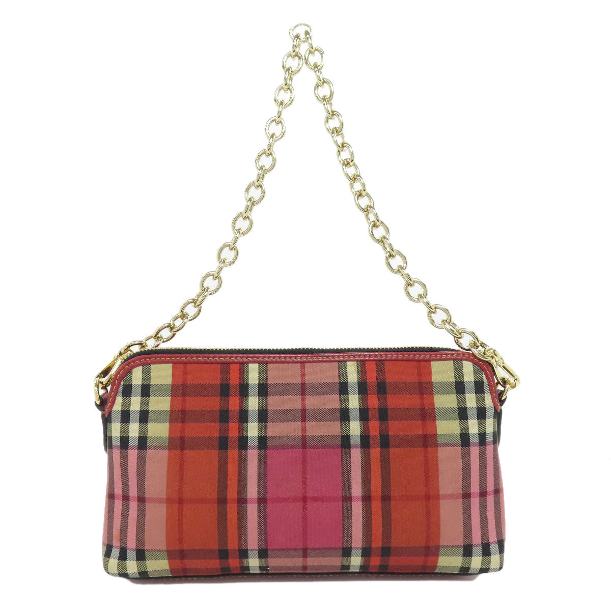 Burberry Shoulder Bag Check Pattern Canvas Red