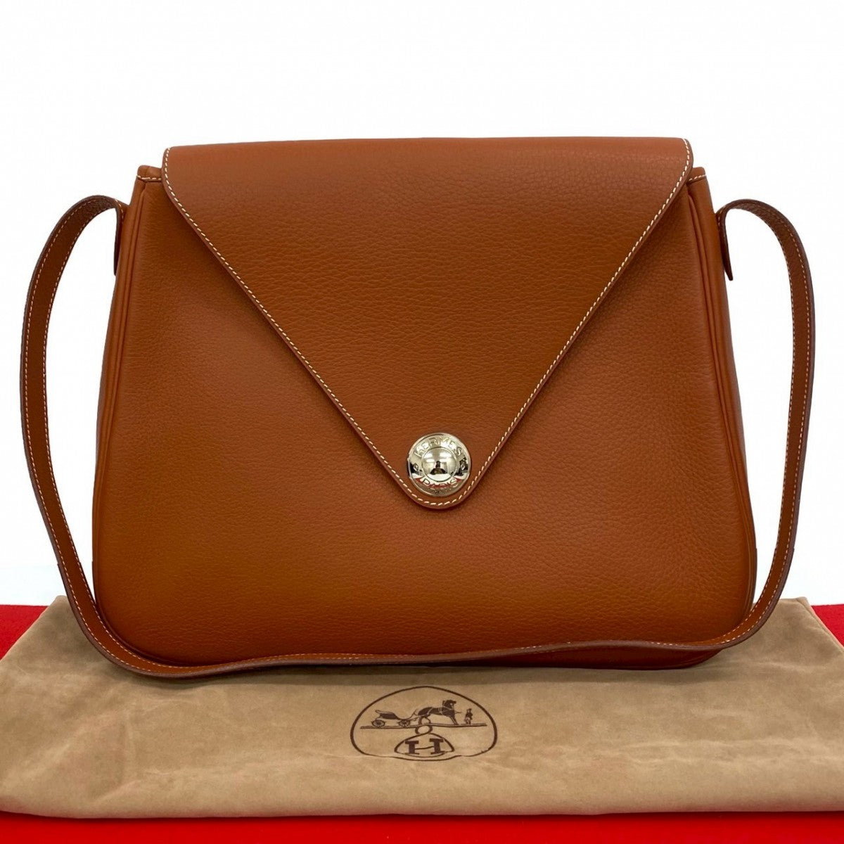 Hermes Shoulder Bag Taurillon Clemence Christine Brown