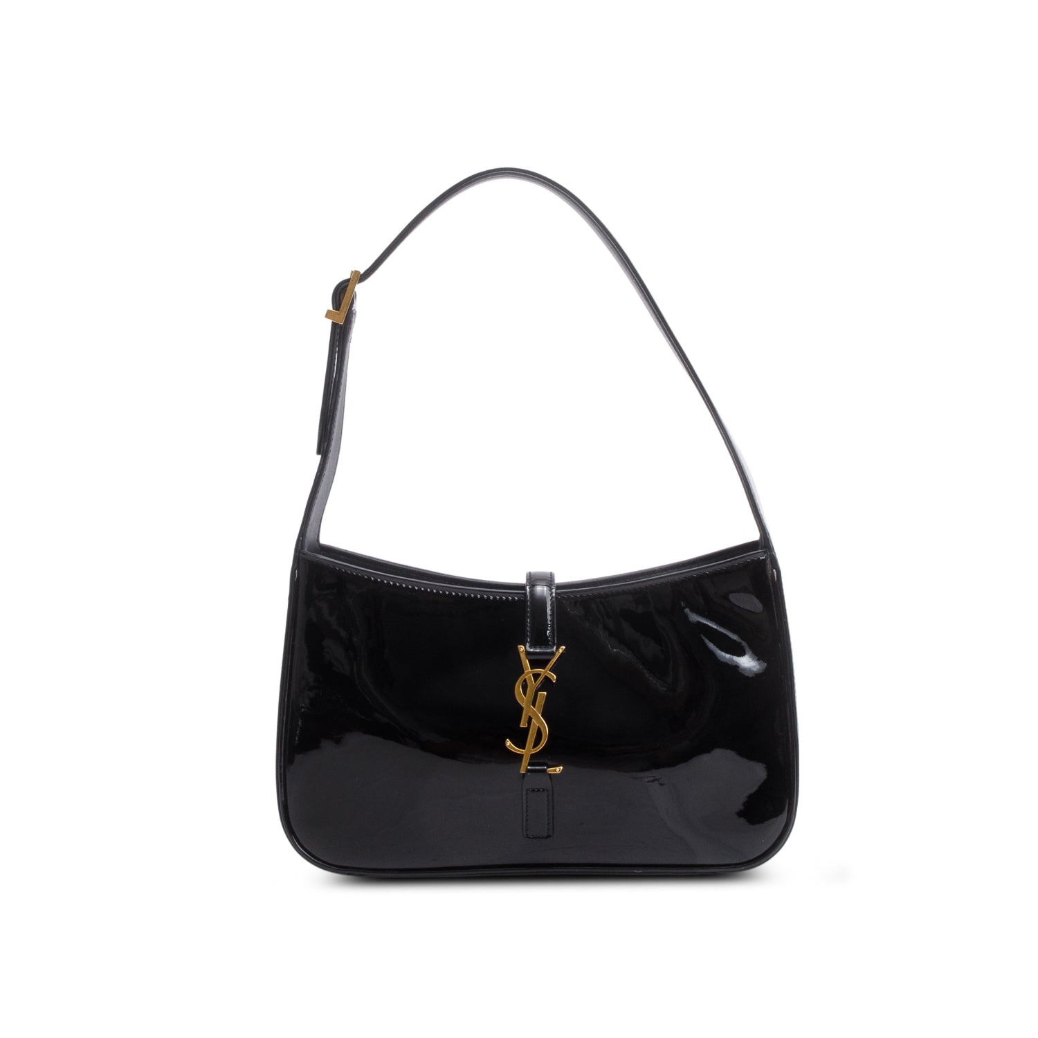YSL Saint Laurent Patent Calfskin Le Hobo Black Shoulder Bag