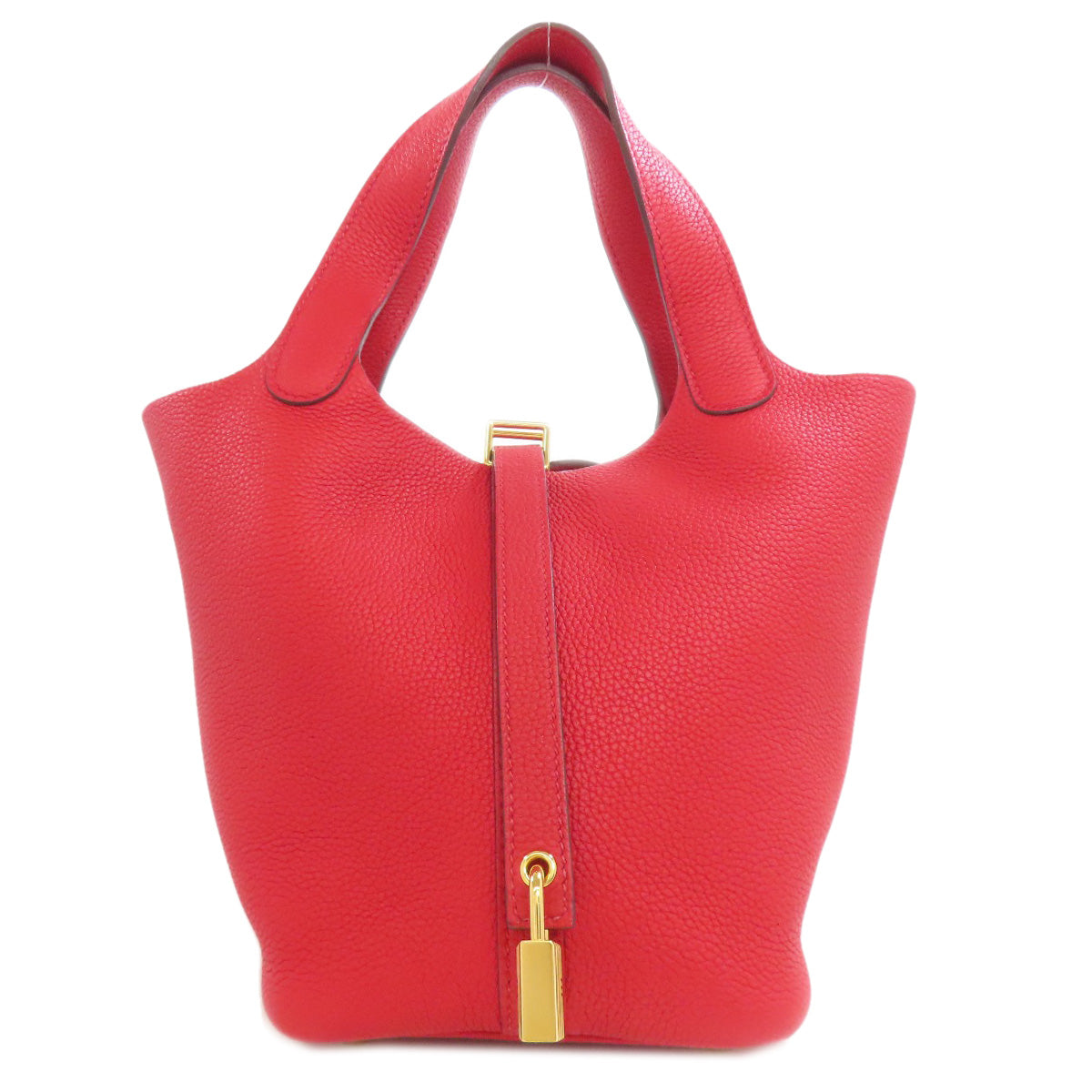 Hermes Handbag Taurillon Clemence Picotin Lock Pm Vermilion Women Metal Red Gold Travel Bag