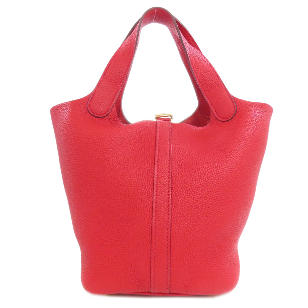 Hermes Handbag Taurillon Clemence Picotin Lock Pm Vermilion Women Metal Red Gold Travel Bag