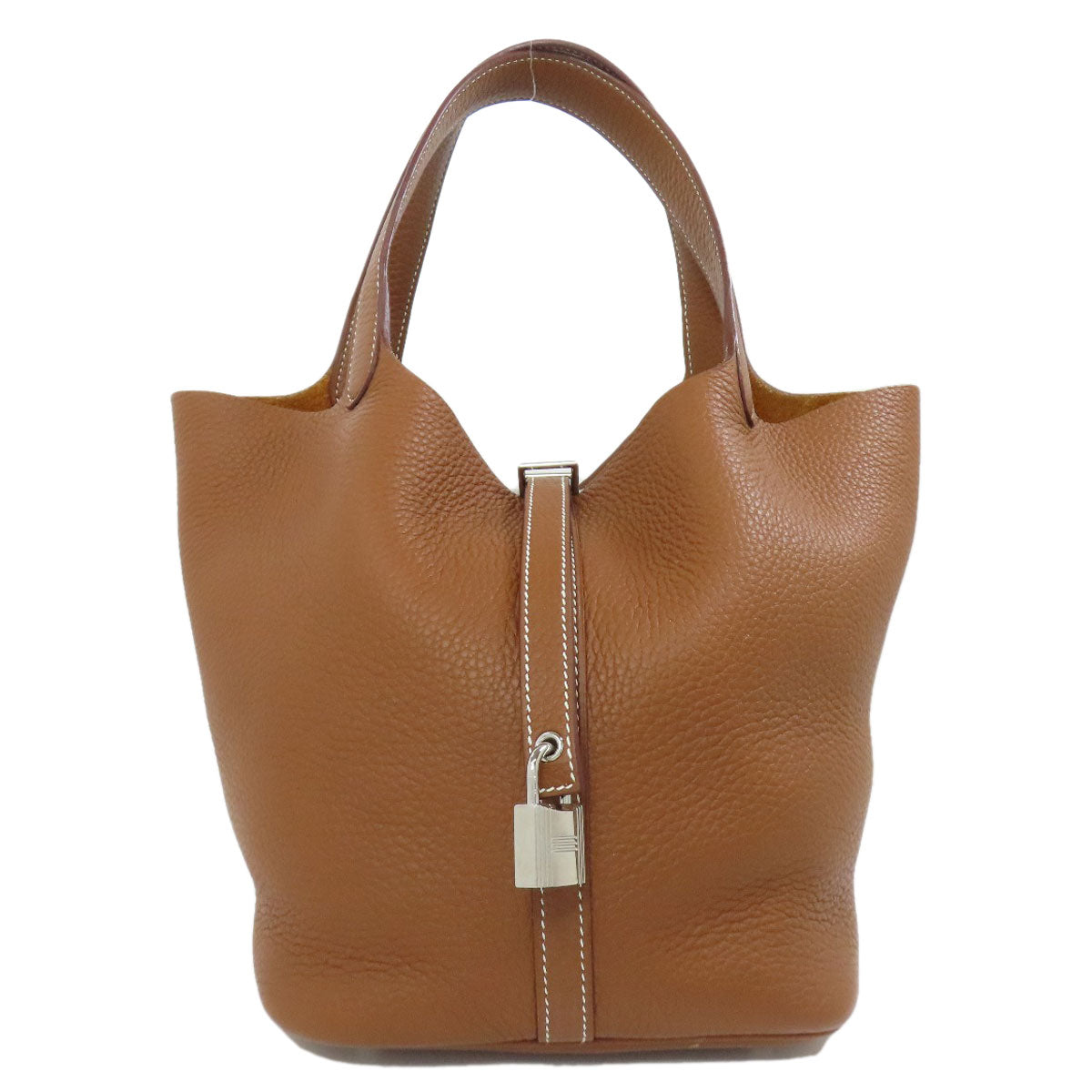 Taurillon Clemence Picotin Lock Mm Silvermetal Brown Gold Travel Bag
