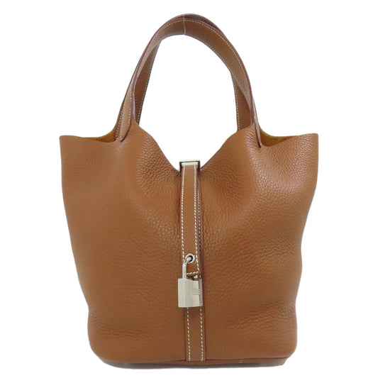 Hermes Handbag Taurillon Clemence Picotin Lock Mm Silvermetal Brown Gold Travel Bag