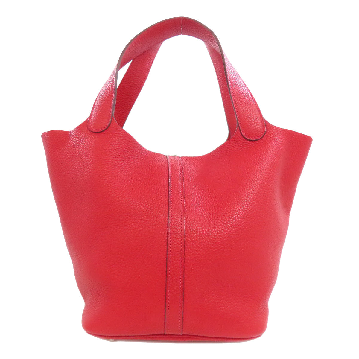 Hermes Handbag Taurillon Clemence Picotin Lock Mm Rouge Kazak Metal Red Silver Travel Bag