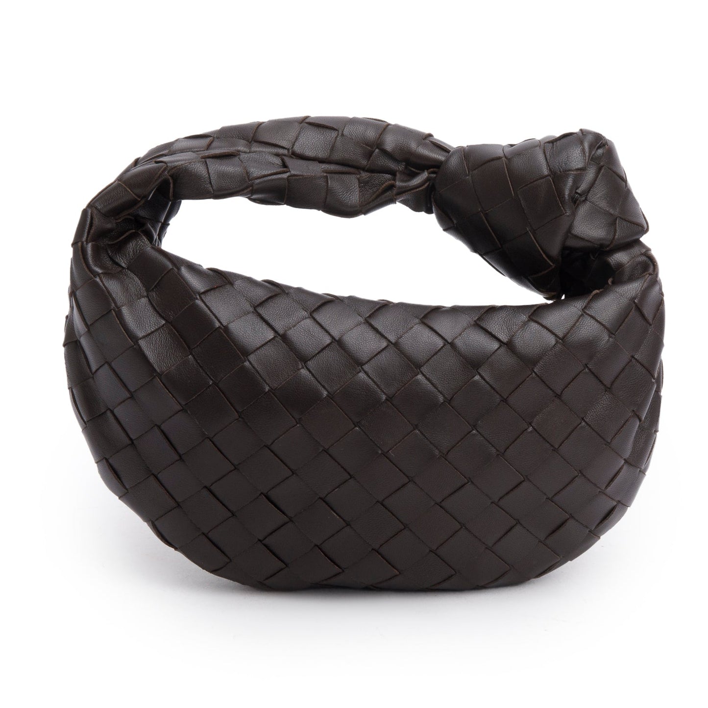 Bottega Veneta Lambskin Intrecciato Jodie Travel Bag Brown Mini