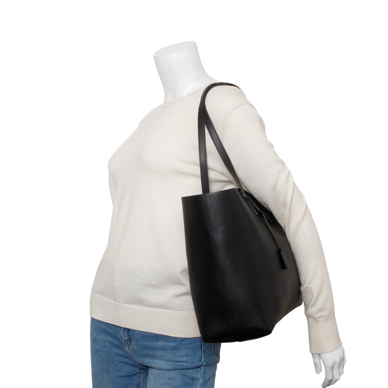 YSL Saint Laurent East West Shopping Tote Leather Black Tote Bag
