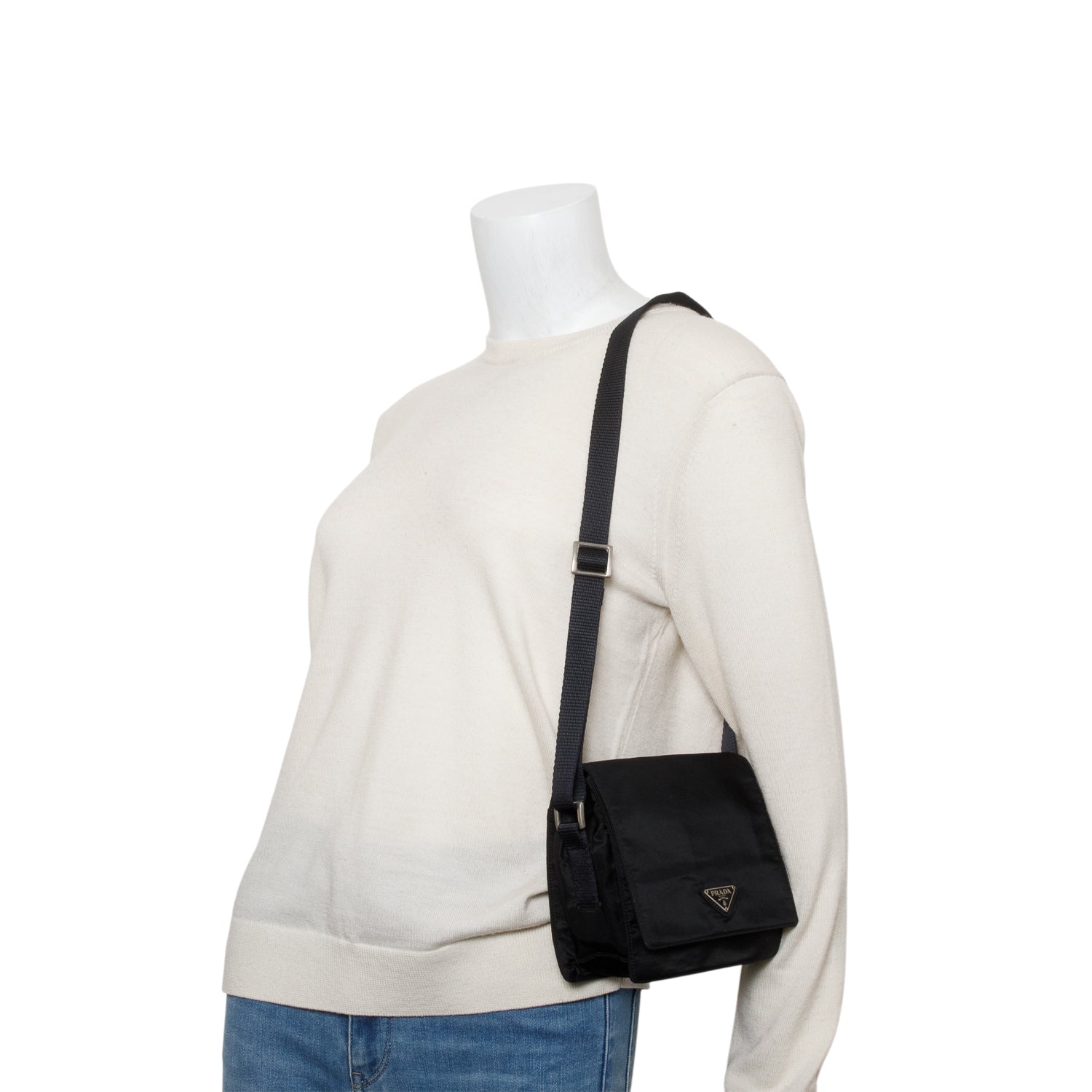 Prada Tessuto Saffiano Crossbody Bag Nylon Black