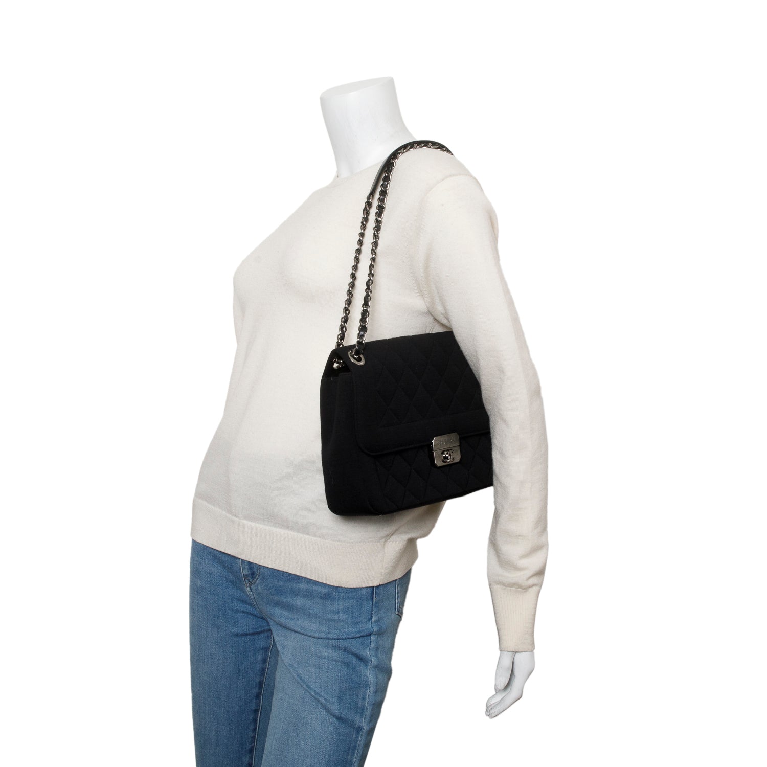 Chanel Jersey Quilted Chic Me Flap Black Travel Bag