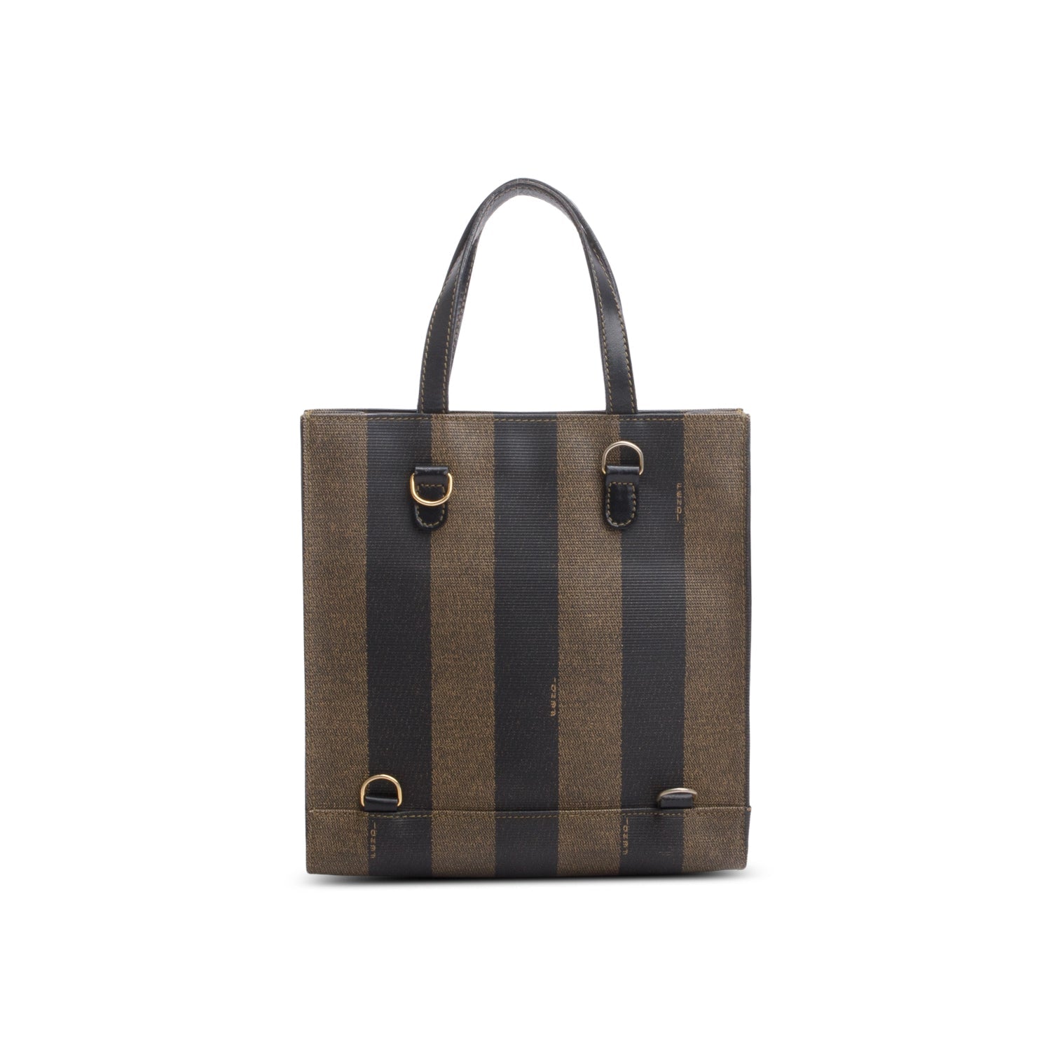 Fendi Trimmed Pequin Tote Leather Brown Tote Bag