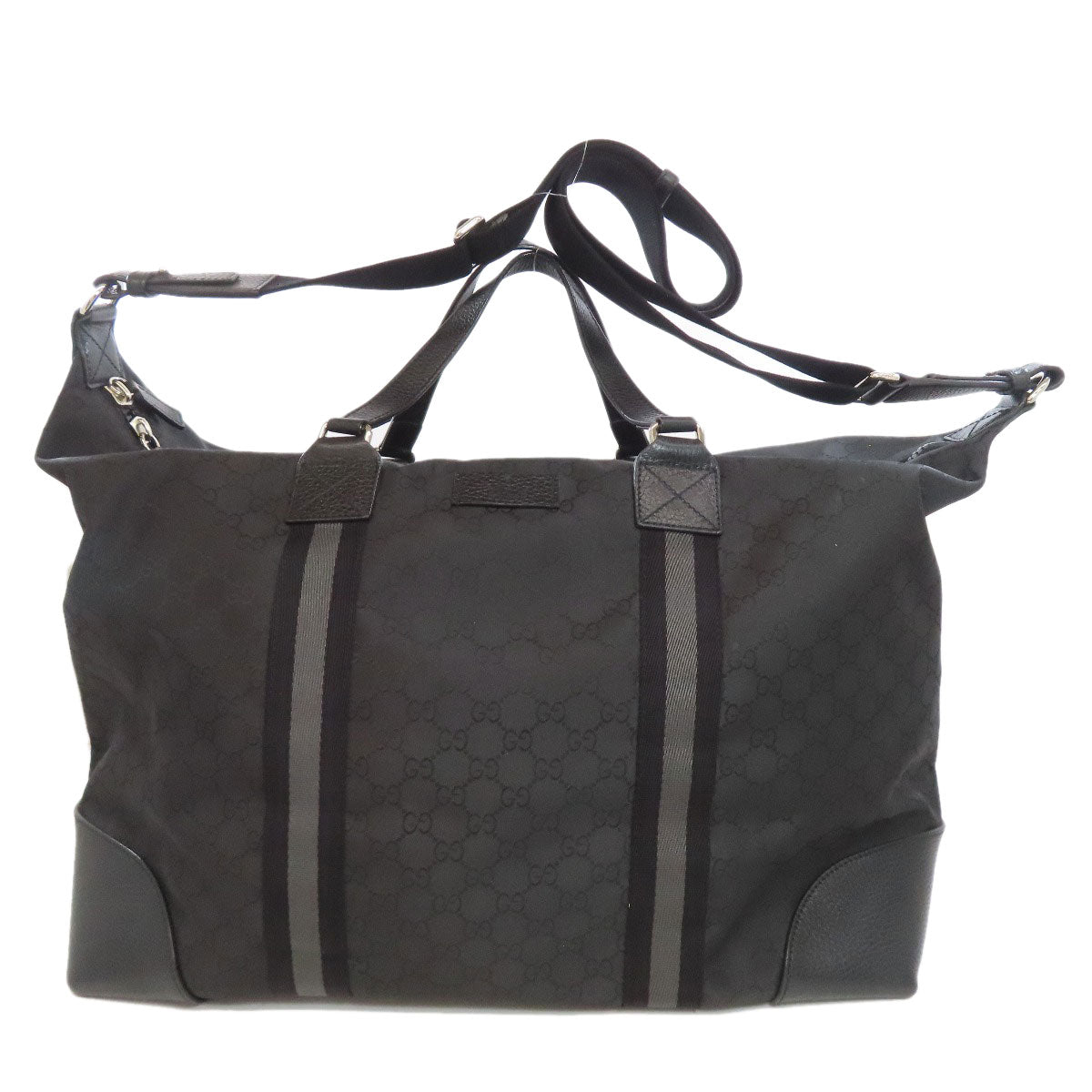Gucci Boston Duffel GG outlet Nylon Black Travel Bag