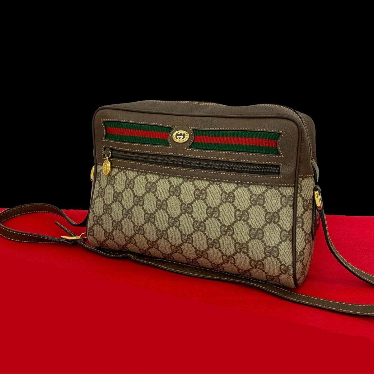 Gucci Sherry line Leather Brown Shoulder Bag