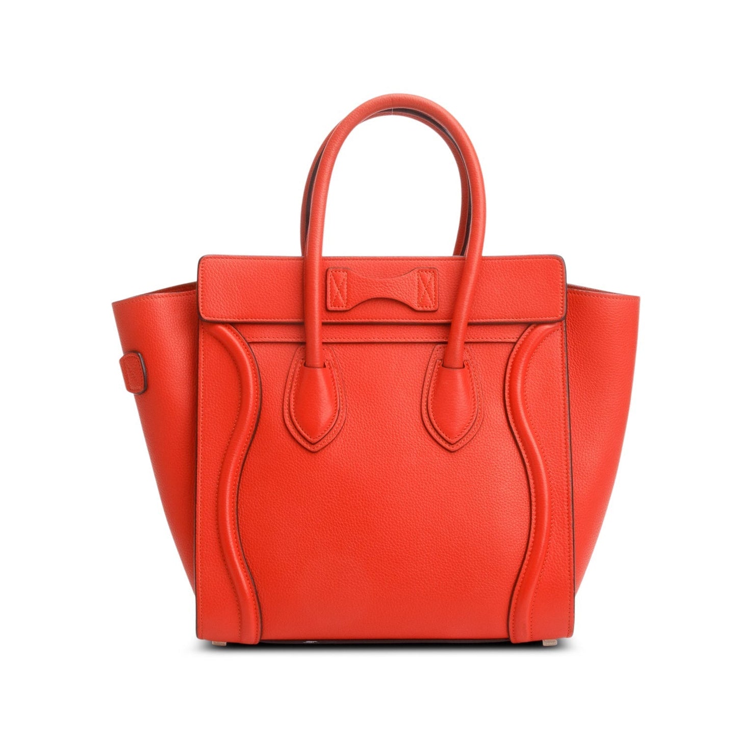 Celine Orange Calfskin Micro Luggage Tote Handbag Leather Tote Bag