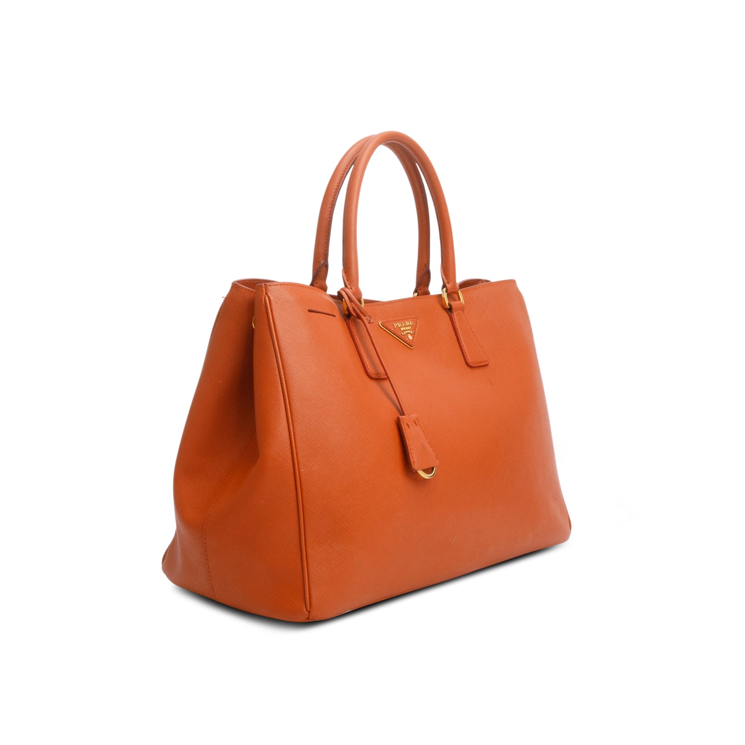 Prada Orange Saffiano Lux Galleria Tote Handbag Large Tote Bag