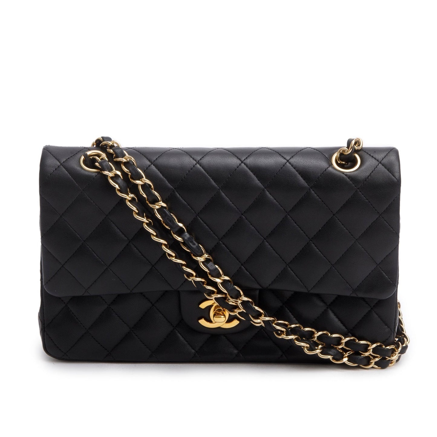 Chanel Quilted Classic Double Flap Leather Lambskin Black Travel Bag 11