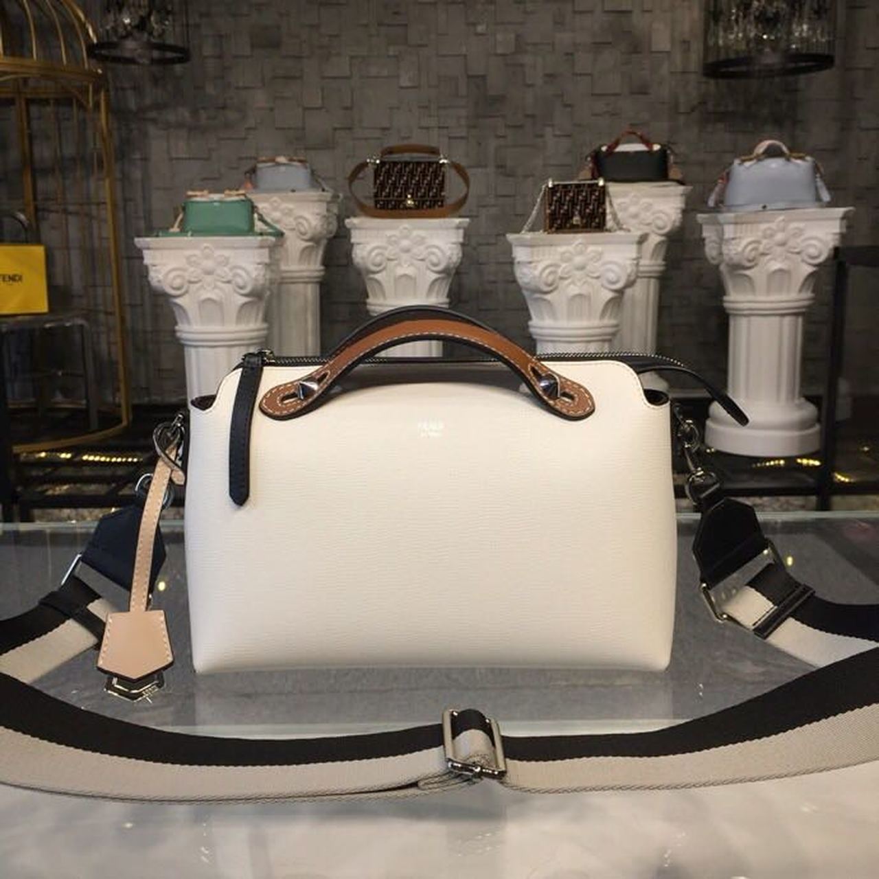 Fendi Top QualityTop Quality By Way White Medium FF Crossbody Bag Ff 8Bl146