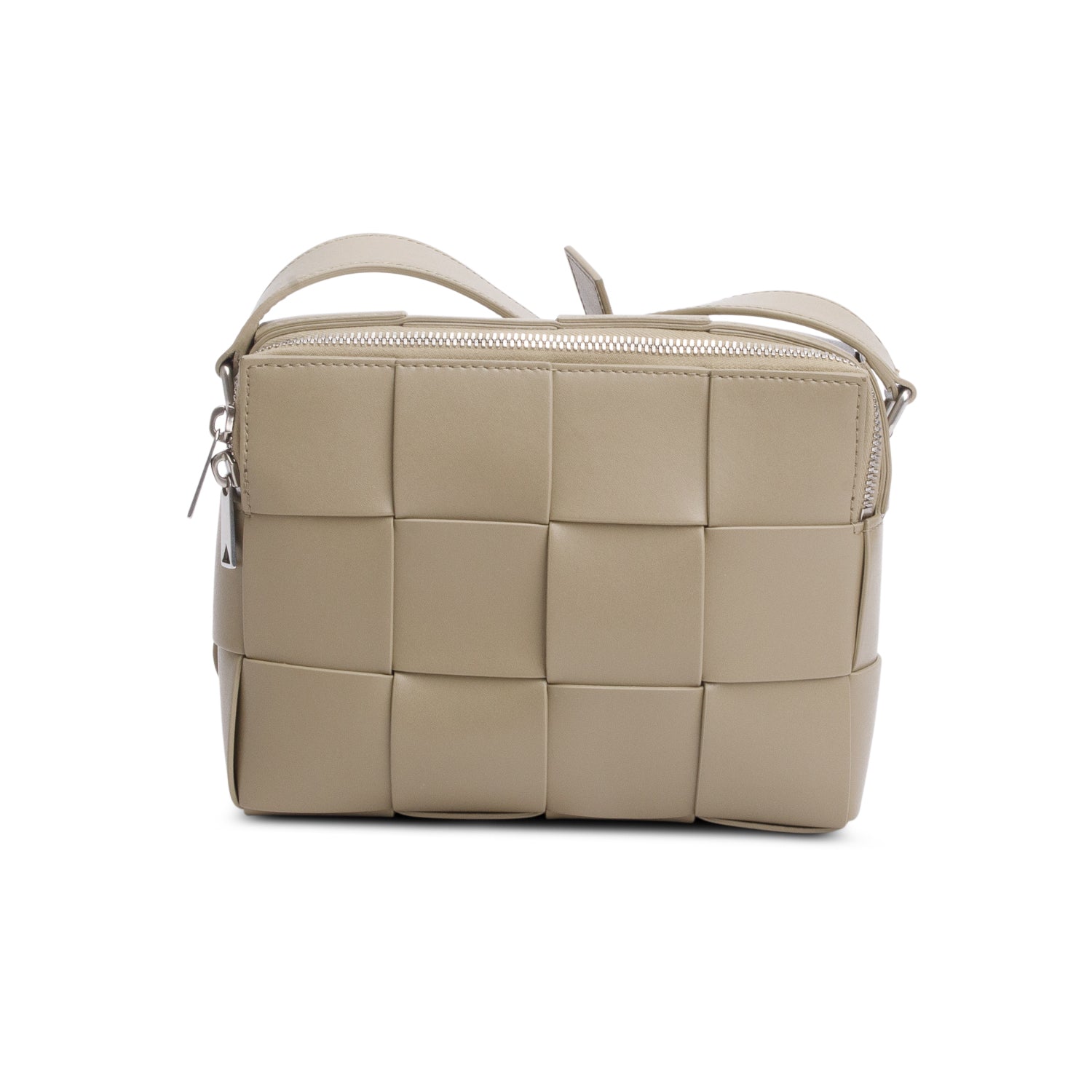 Bottega Veneta Taupe Lambskin Maxi Intrecciato Cassette Crossbody Bag