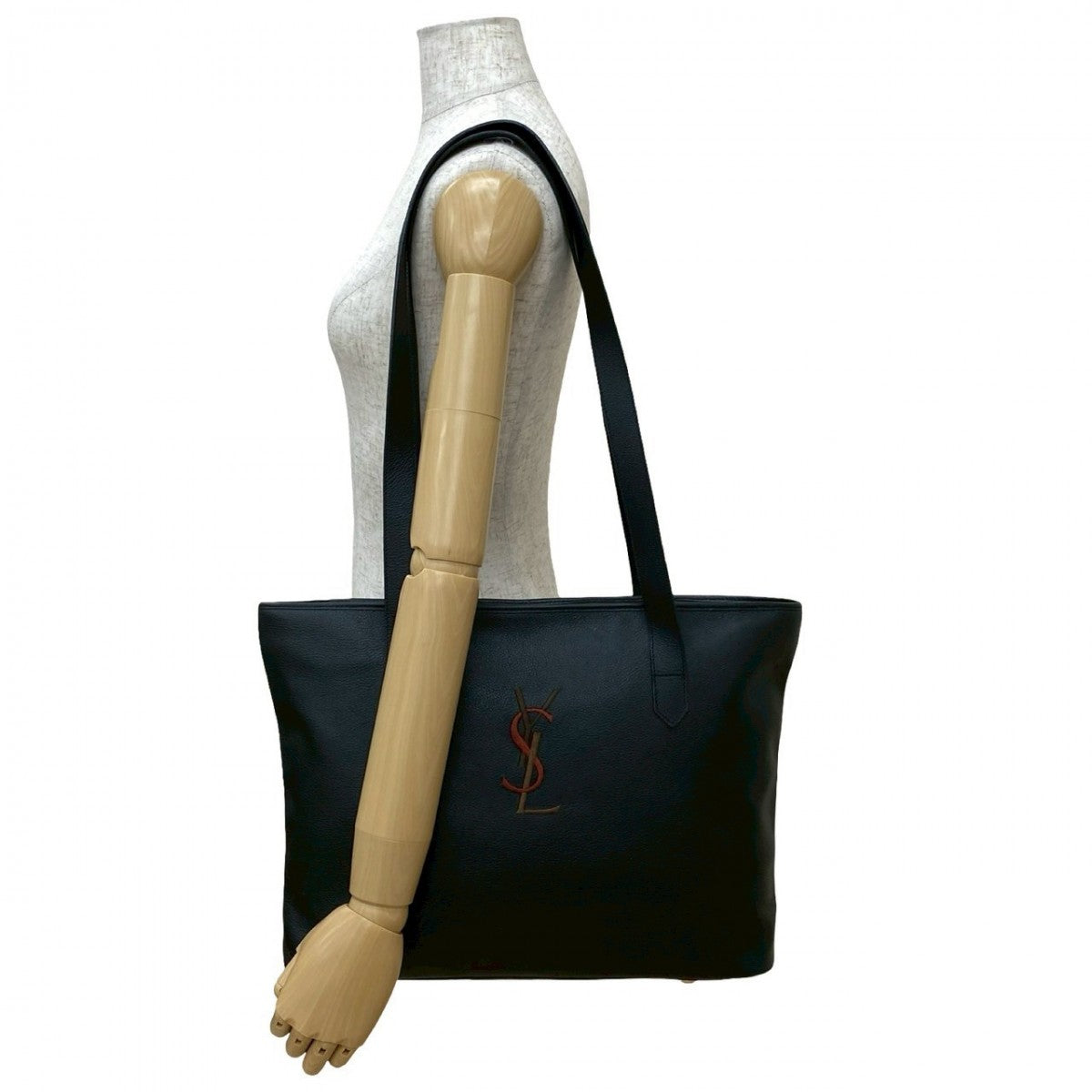 YSL Saint Laurent Yves Tote Bag Leather Black