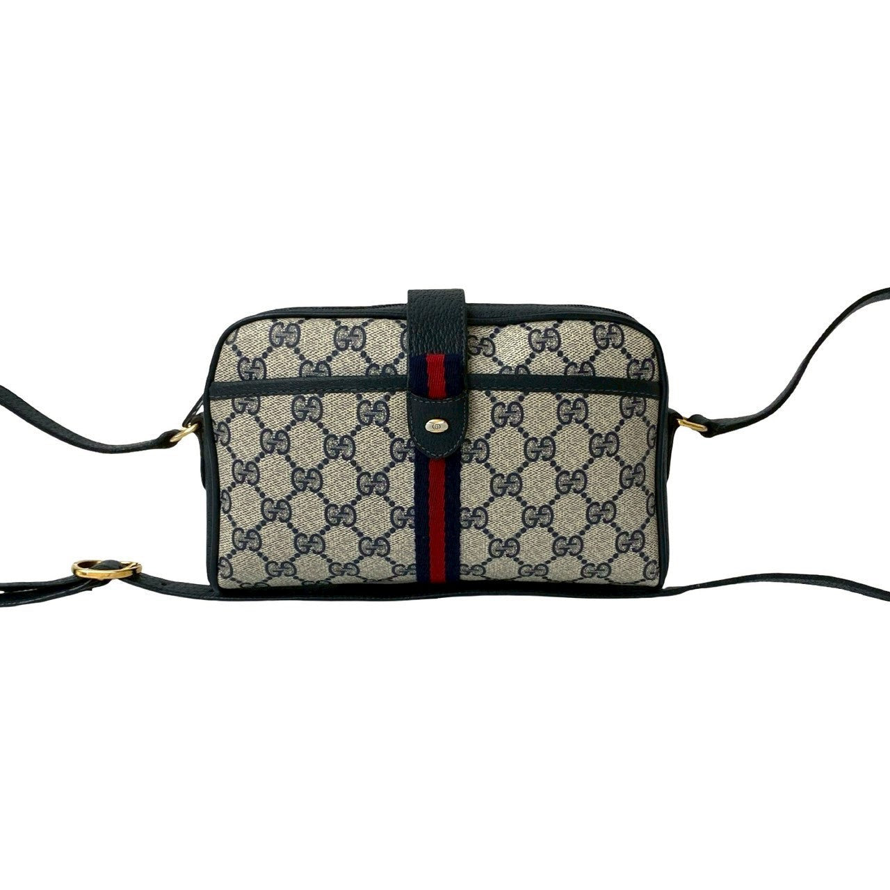 Gucci Sherry line Leather Navy Shoulder Bag 6