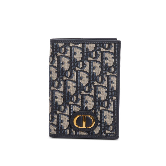 Dior Christian Navy Oblique Jacquard Montaigne Passport Holder Travel Bag