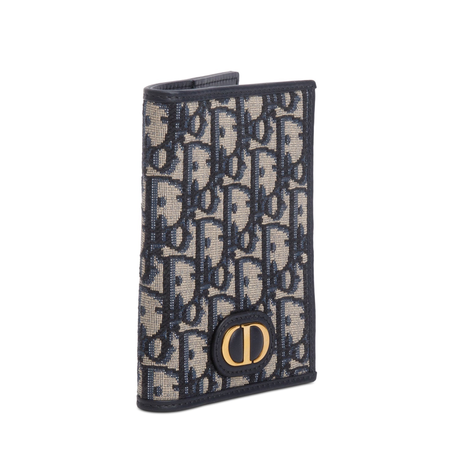 Dior Christian Navy Oblique Jacquard Montaigne Passport Holder Travel Bag