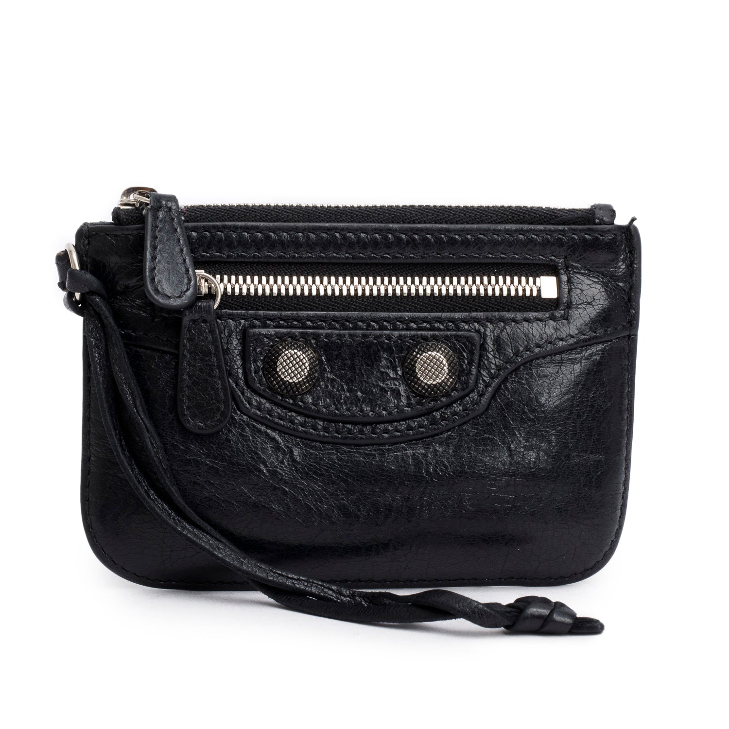 Balenciaga Arena Le Cagole Coin Purse Travel Bag Leather Black