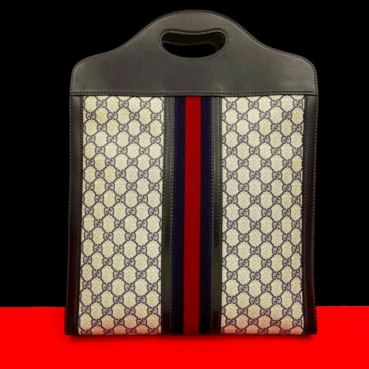 Gucci Sherry line Leather Navy Handbag