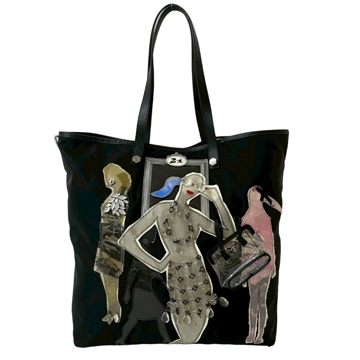 Tote Bag Robot Collection Leather Black