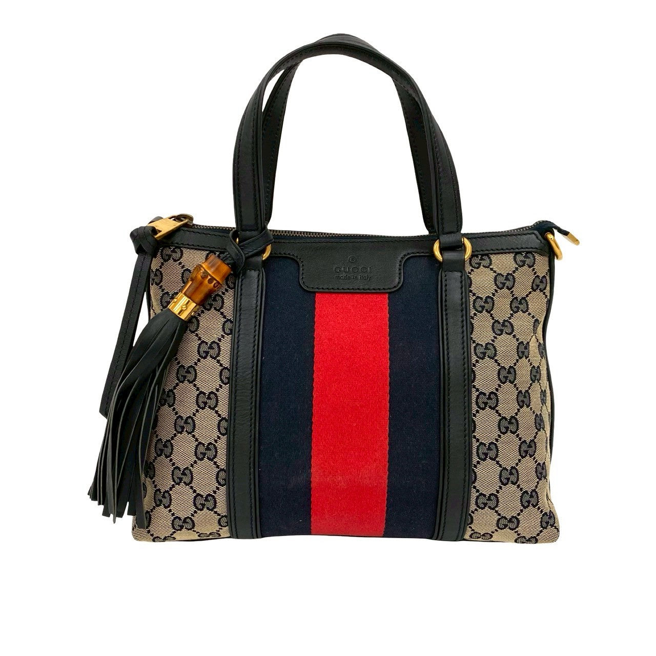 Gucci Sherry line Canvas Navy Handbag