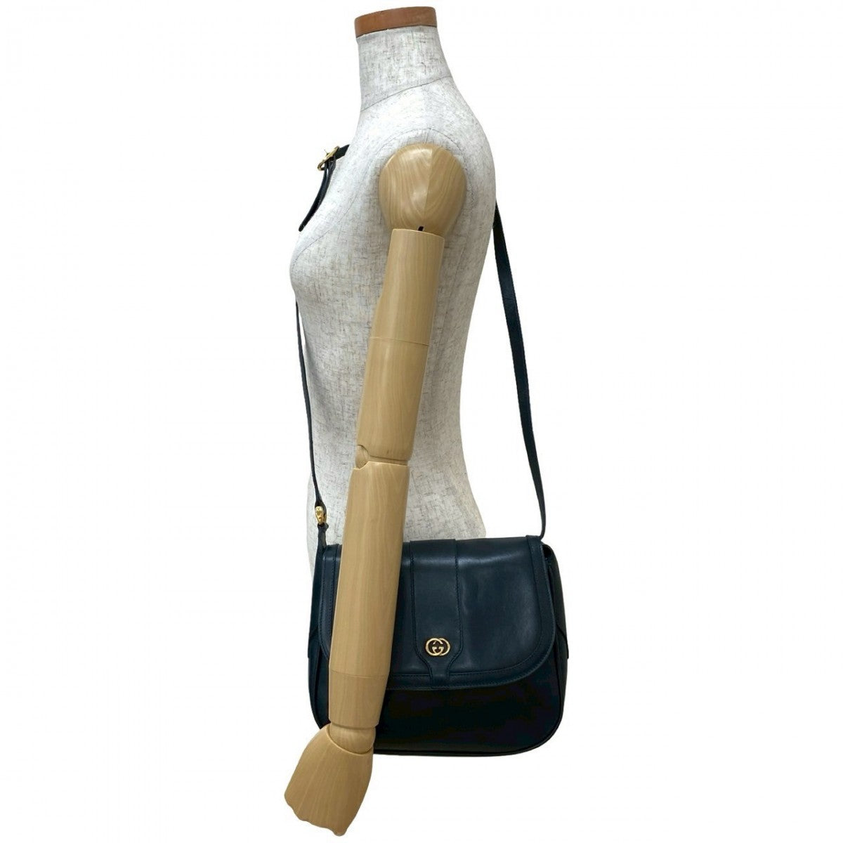 Gucci Calfskin Navy Shoulder Bag
