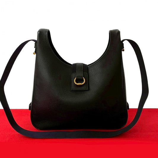 Hermes Shoulder Bag Sako Leather Black