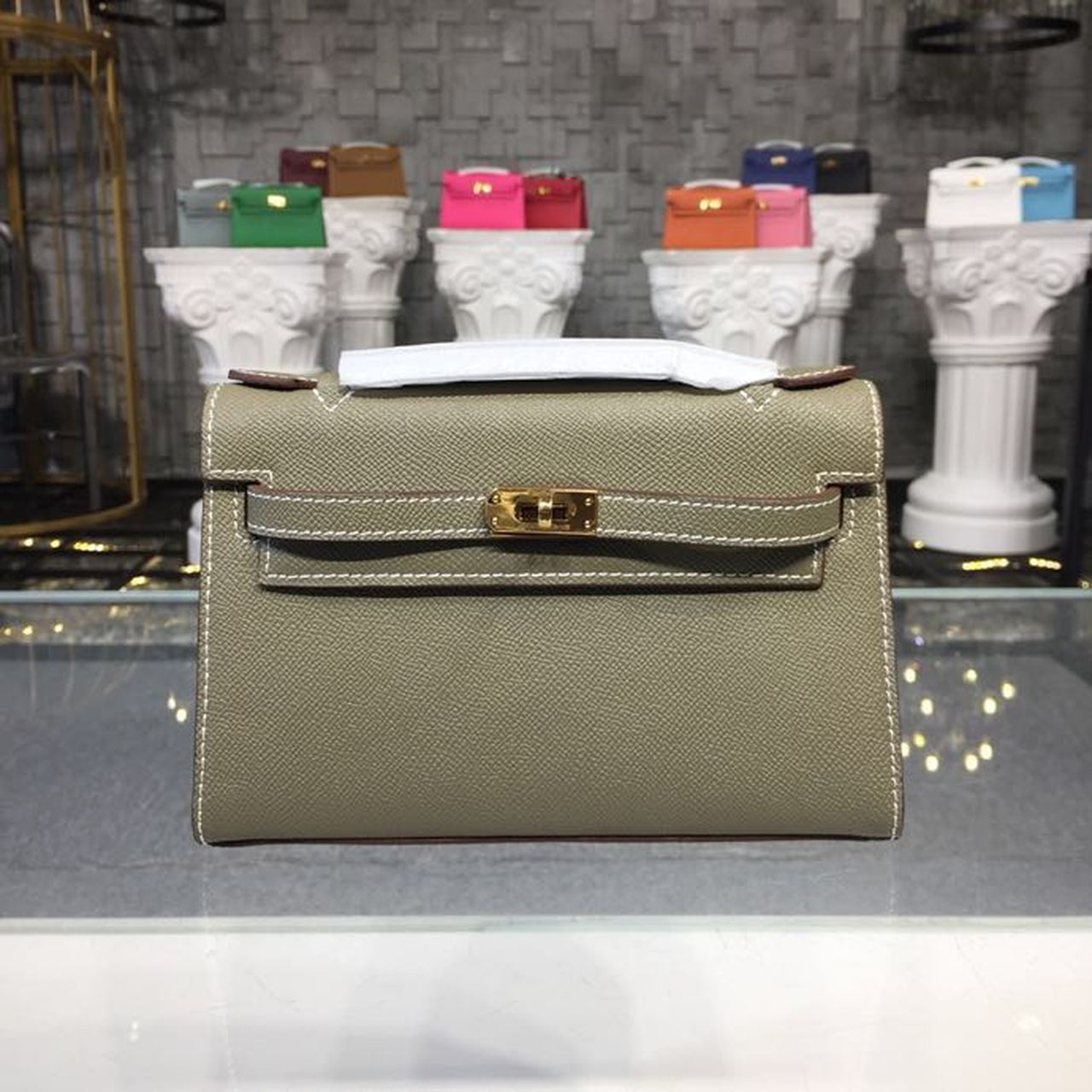 Top Quality Kelly Kp Pochette Etoupe For Gold Mini Travel Bag