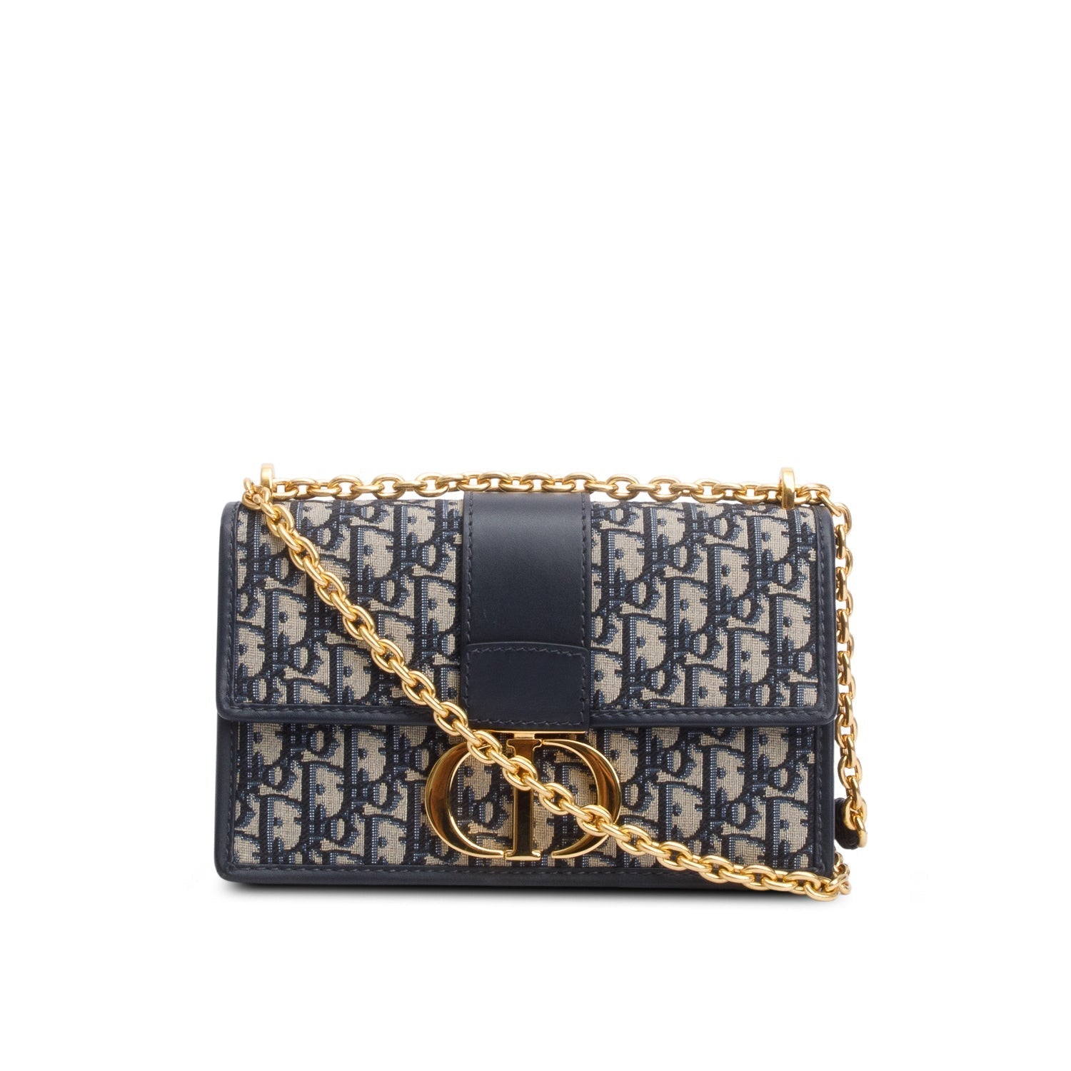 Dior Christian Oblique Montaigne Bag Blue Chain Travel Bag