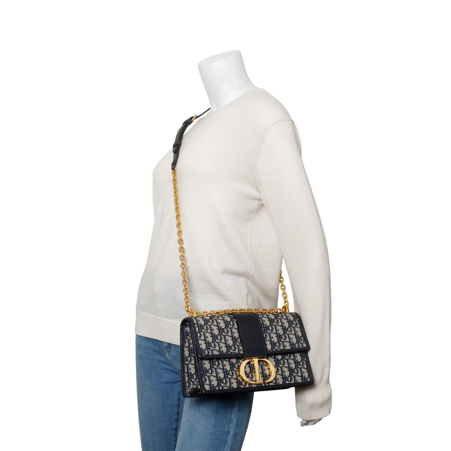 Dior Christian Oblique Montaigne Bag Blue Chain Travel Bag