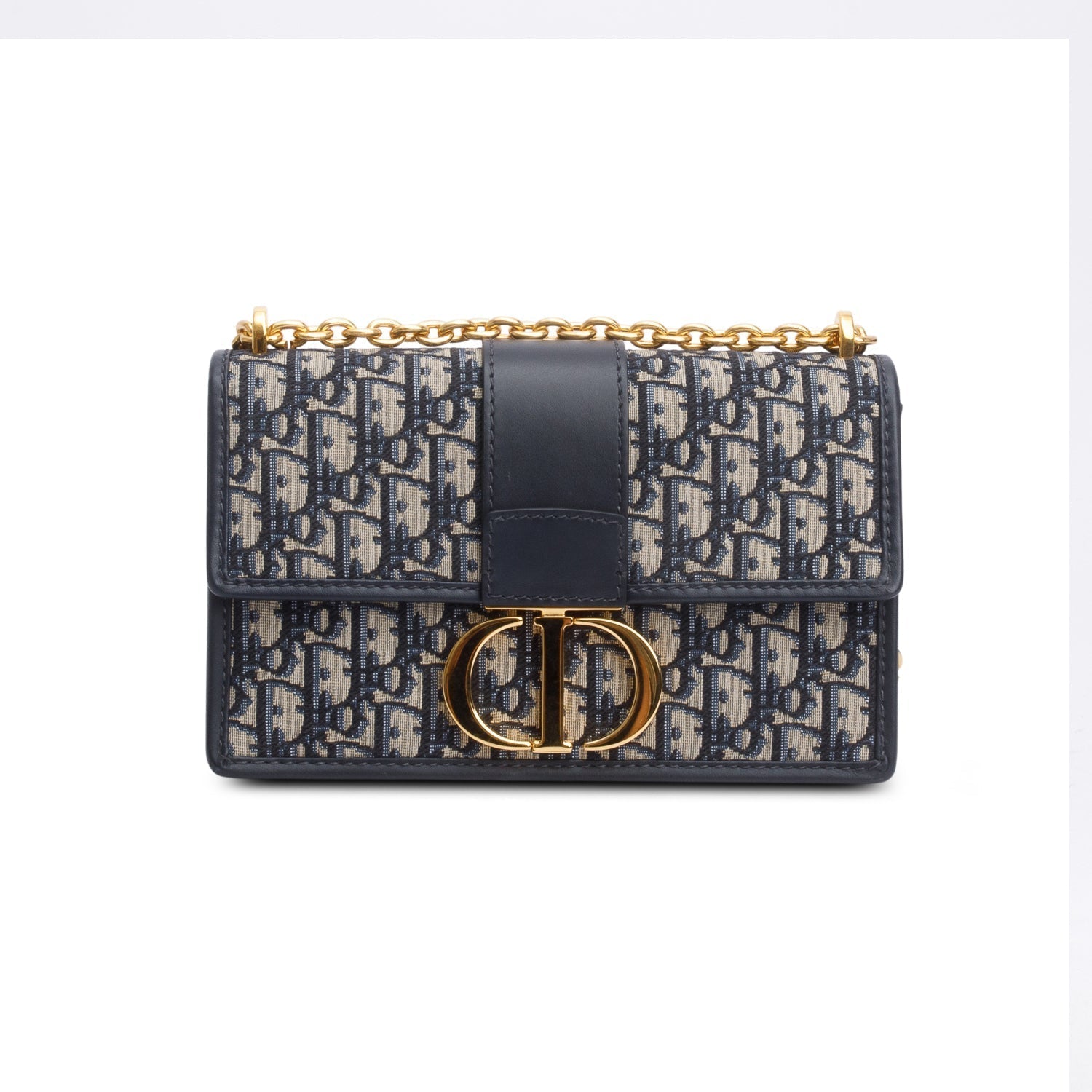 Dior Christian Oblique Montaigne Bag Blue Chain Travel Bag