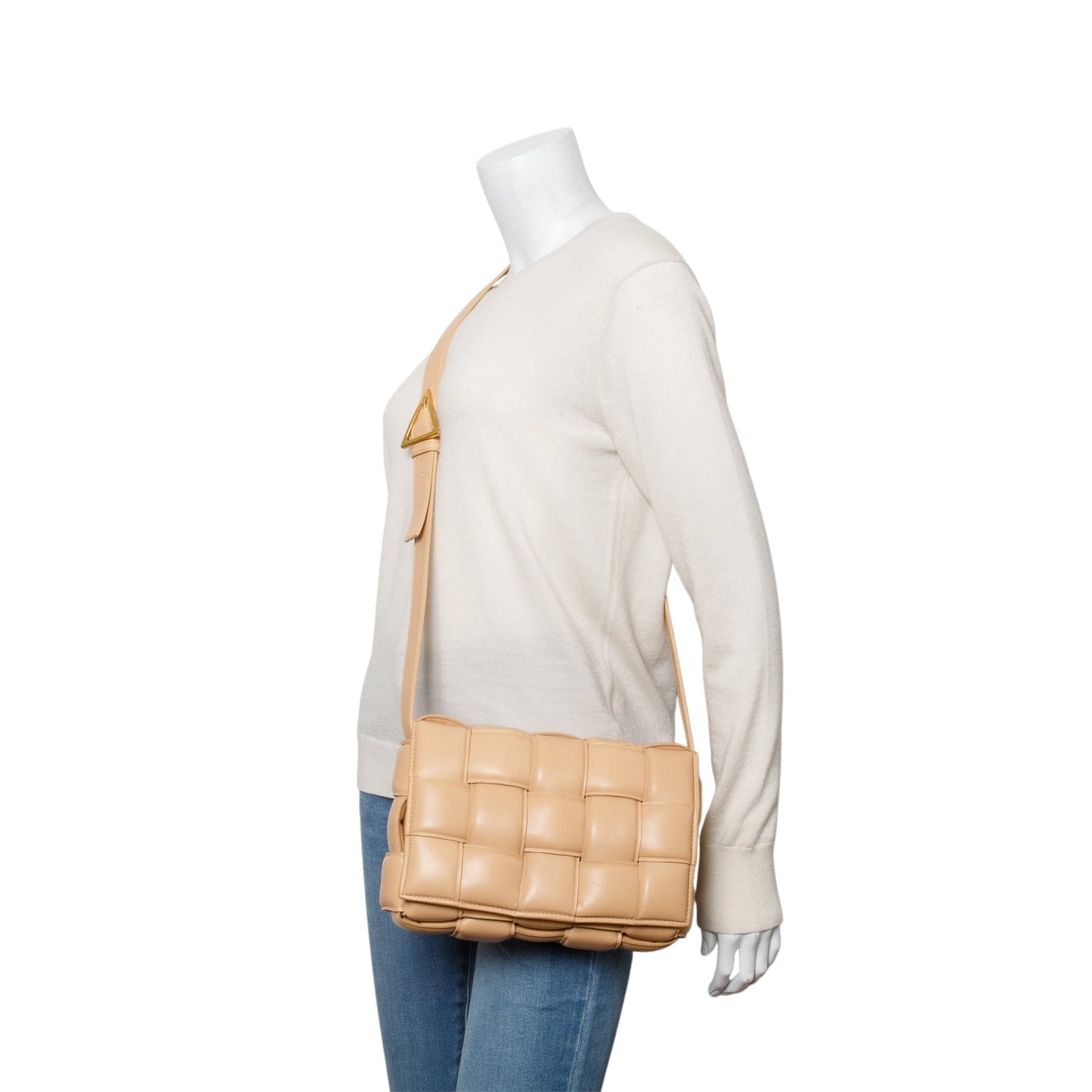 Bottega Veneta Nappa Maxi Intreccio Padded Cassette Crossbody Bag Beige
