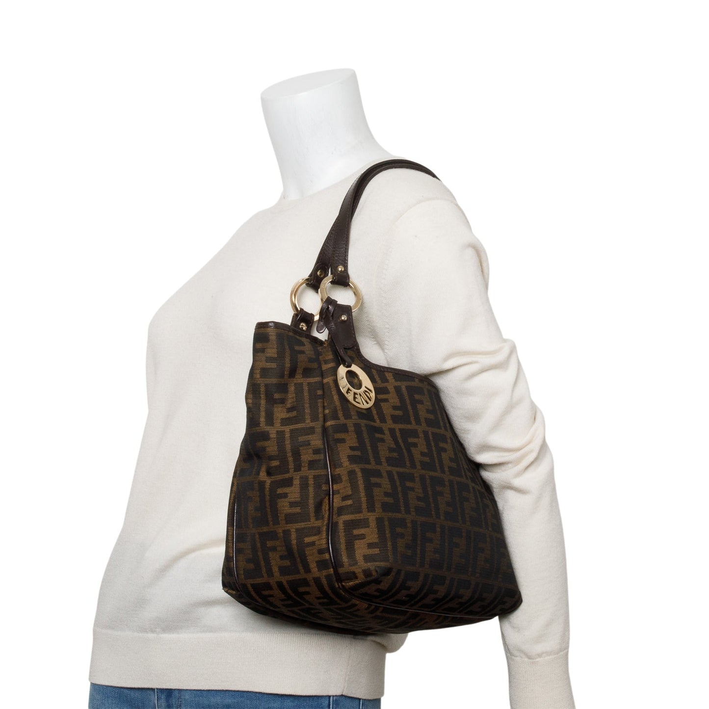 Fendi Zucca Ff Chef Tote Nylon Brown Tote Bag