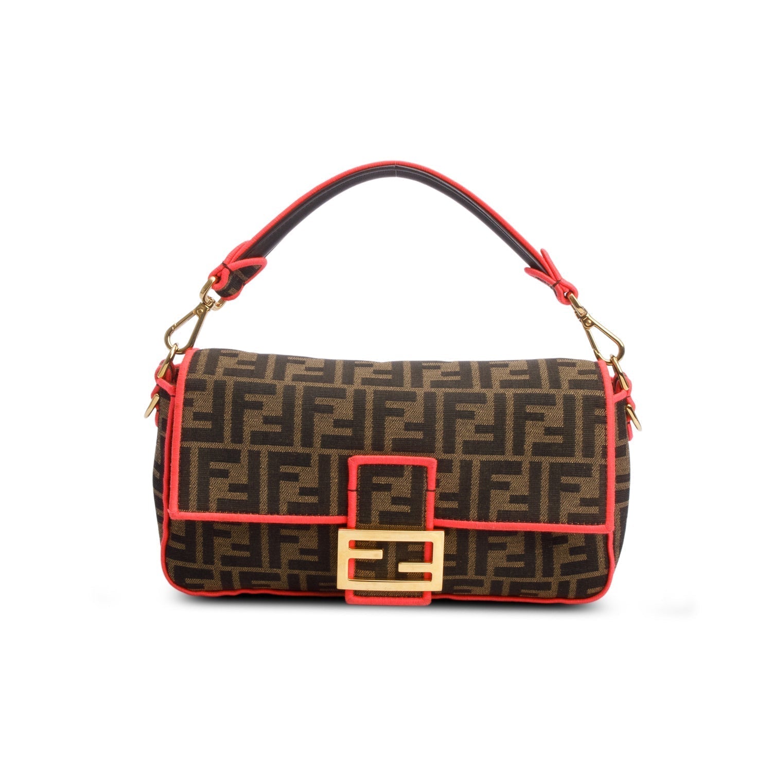 Fendi Zucca Jacquard Ff Neon Baguette Travel Bag
