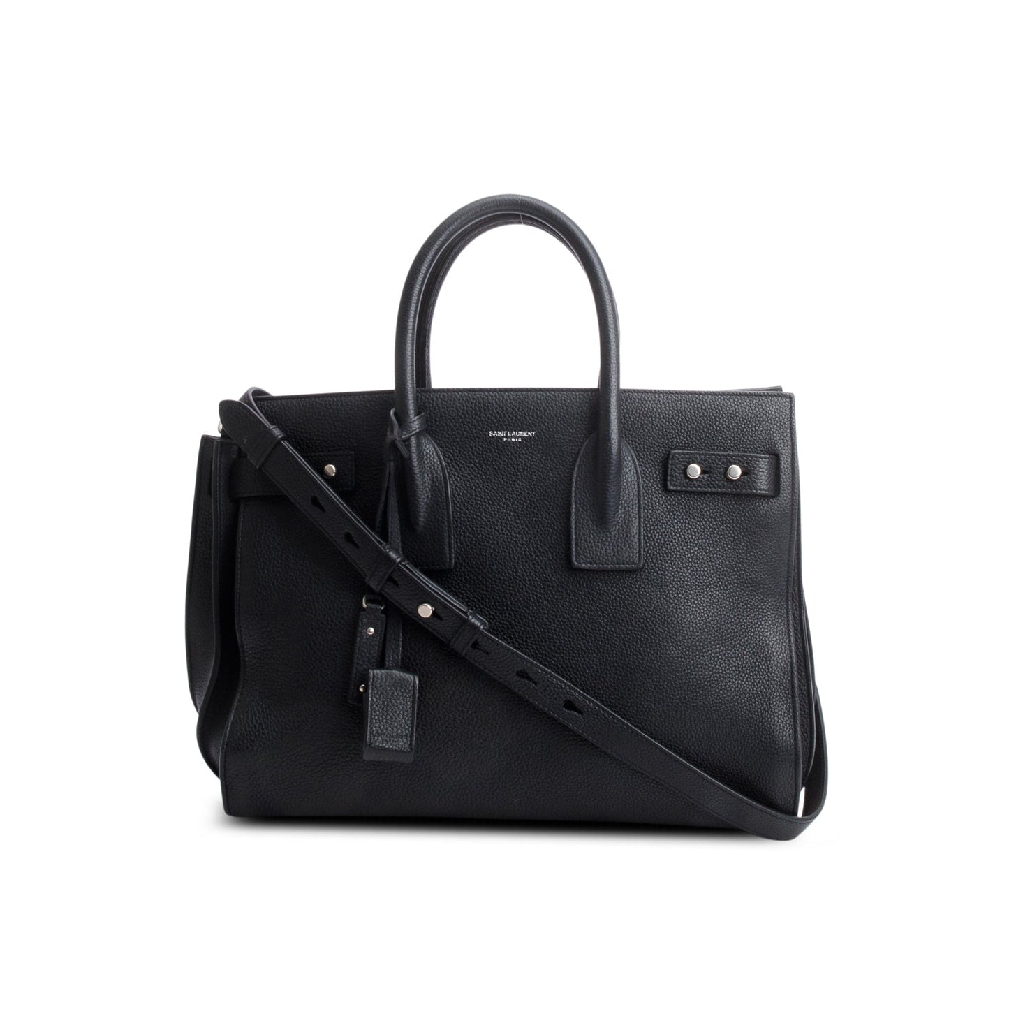 YSL Saint Laurent Supple Grained Sac De Jour Travel Bag Leather Black