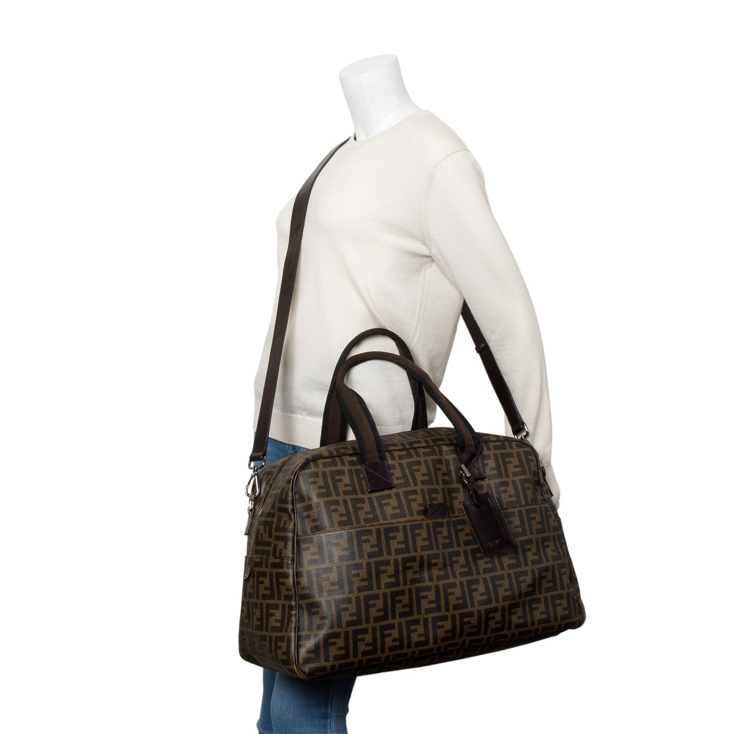 Fendi Ff Zucca Coated Duffle Bag Canvas Brown Travel Bag