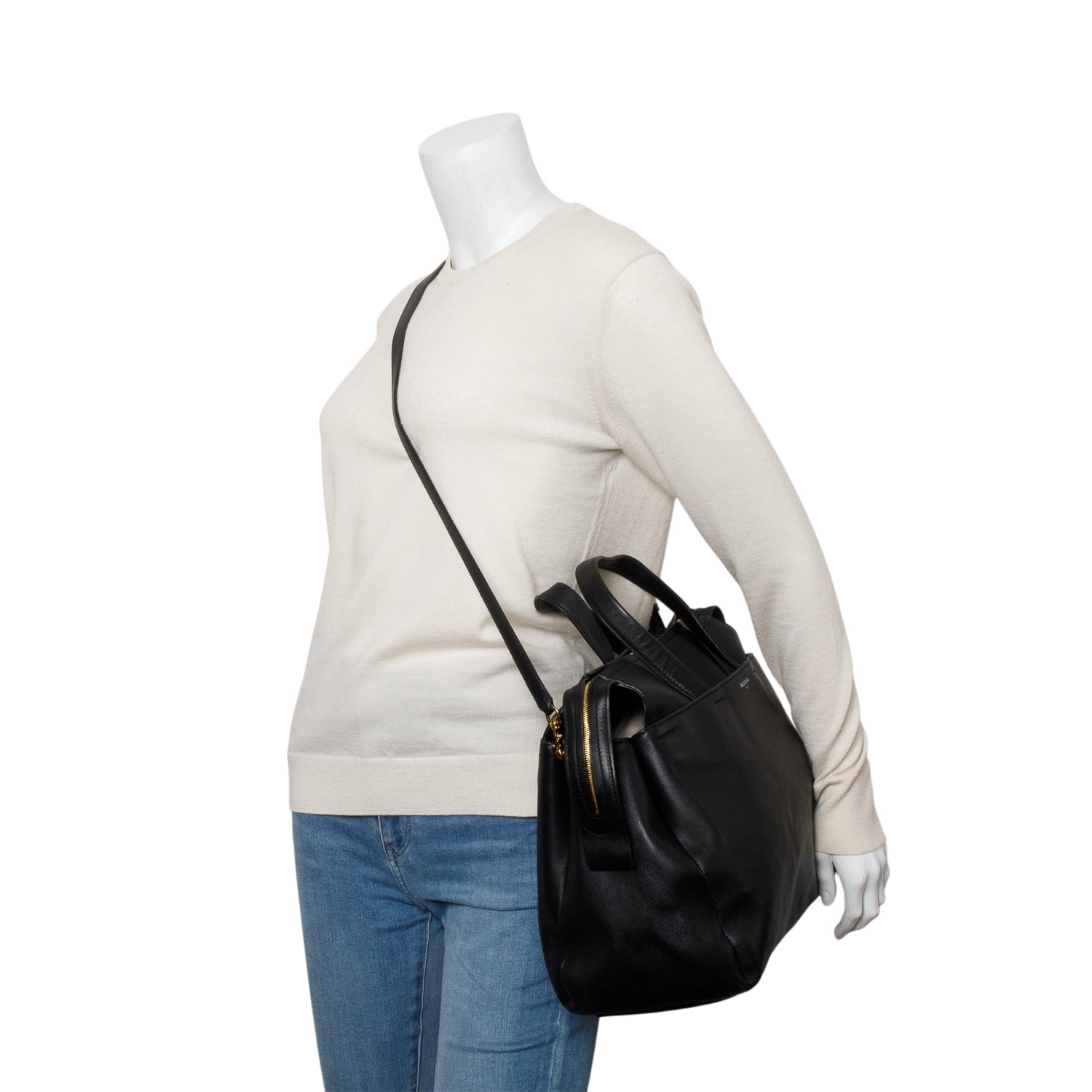 Balenciaga Lambskin Portfolio Sac Handle Bag Black Travel Bag
