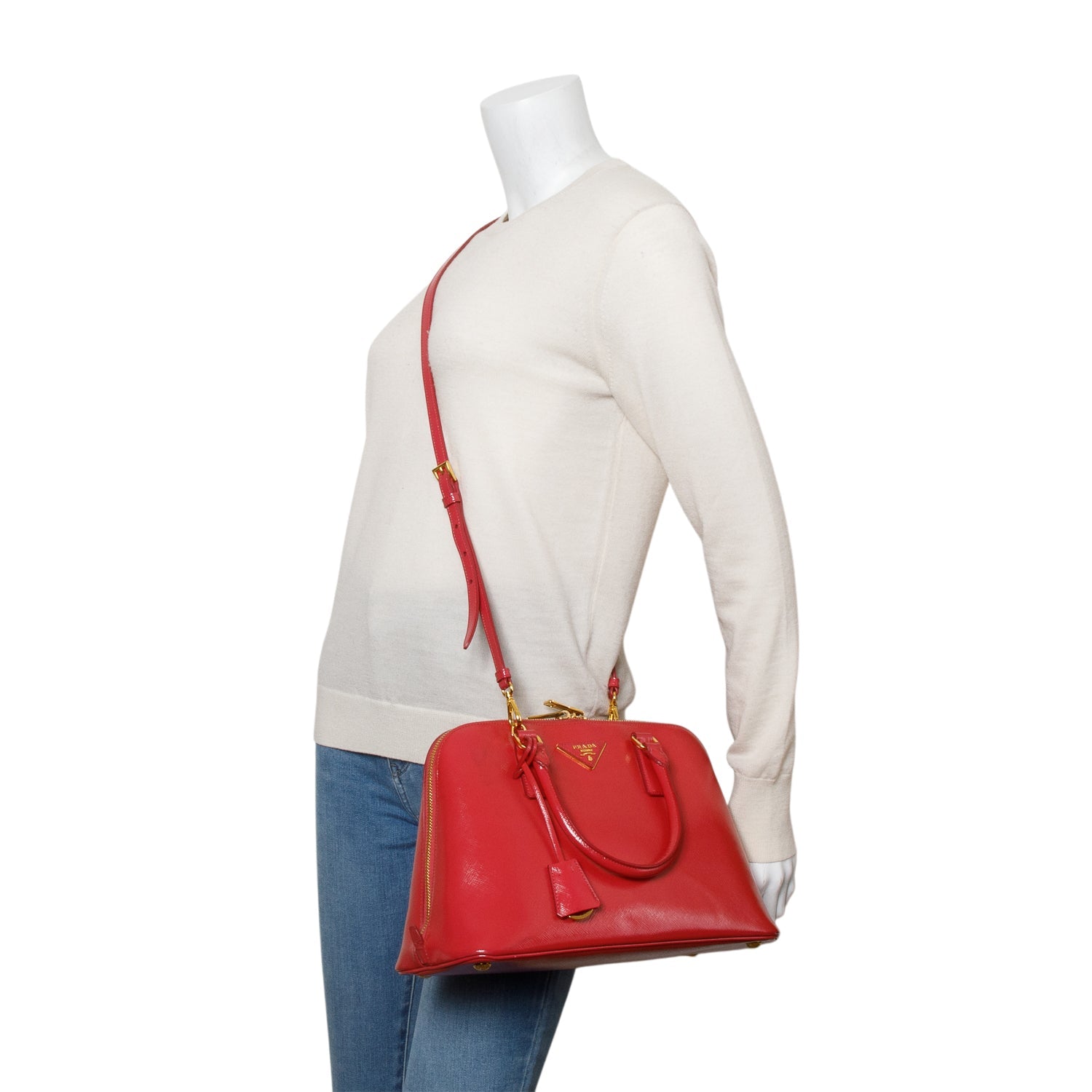 Prada Saffiano Vernice Promenade Tote Handbag Pink Medium Tote Bag