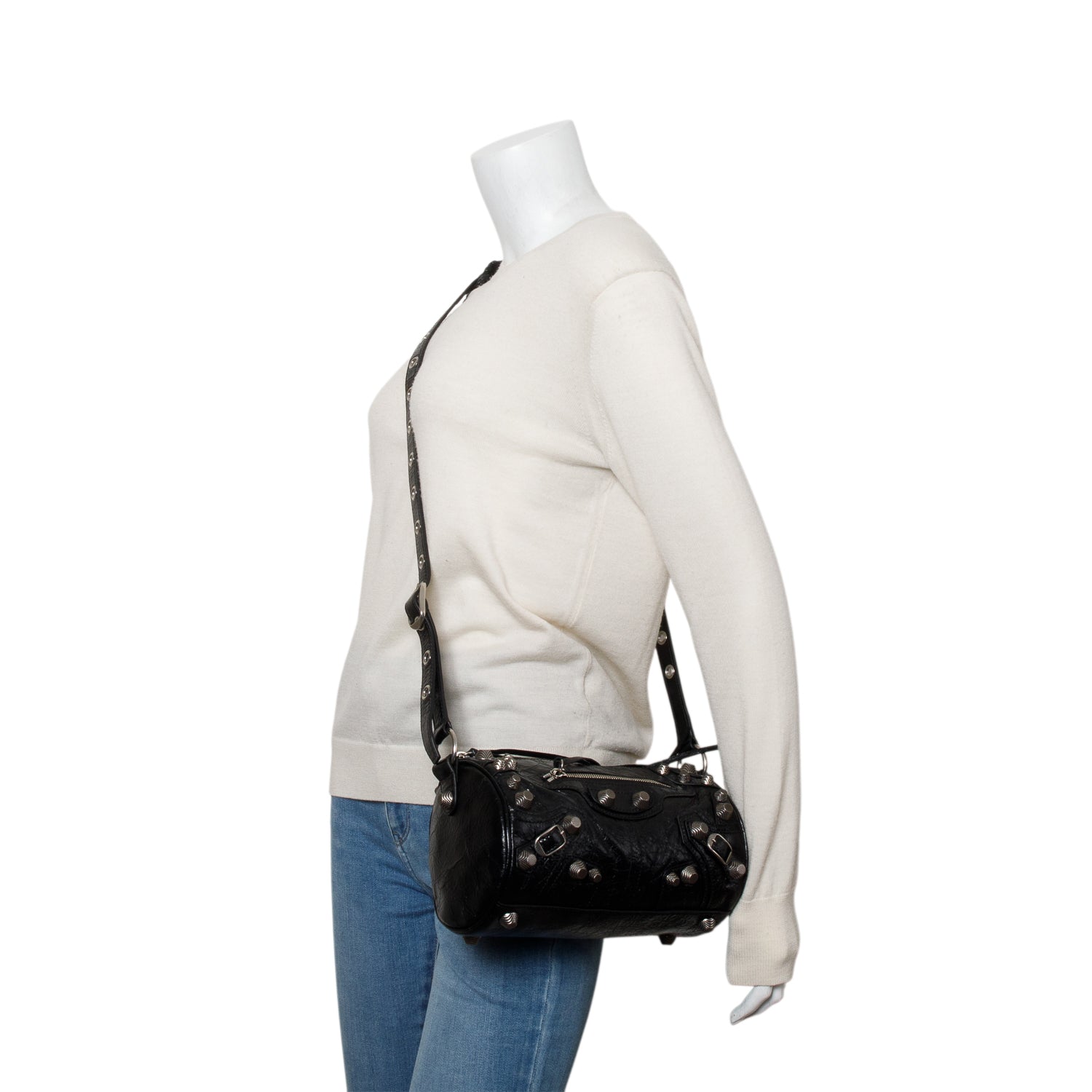 Balenciaga Agneau Arena Le Cagole Cylinder Bag Black Travel Bag