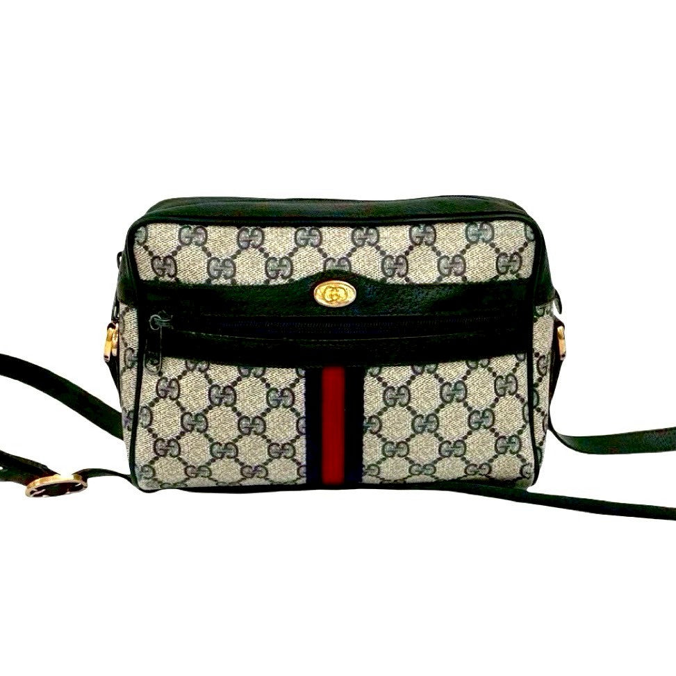 Gucci Sherry line Leather Navy Shoulder Bag 4