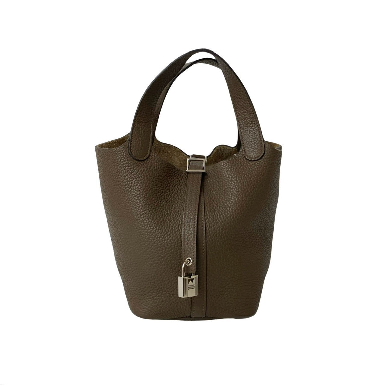 Taurillon Clemence Picotan Lock Pm Brown Travel Bag