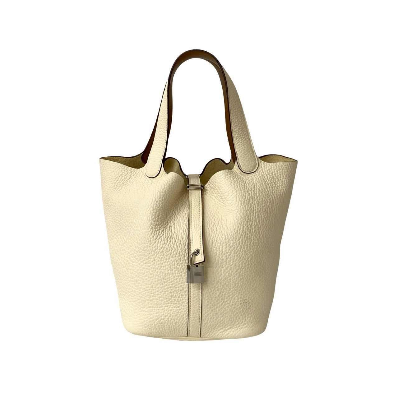 Hermes Handbag Taurillon Clemence Picotan Lock Mm White Travel Bag