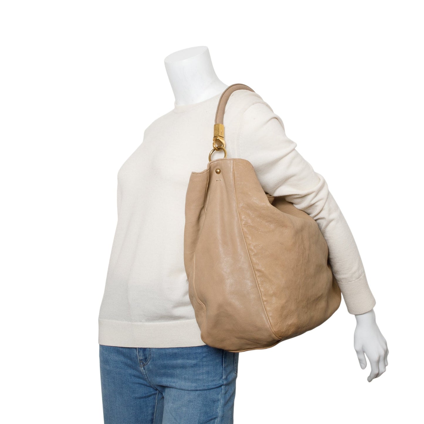 YSL Saint Laurent Roady Hobo Leather Brown Shoulder Bag